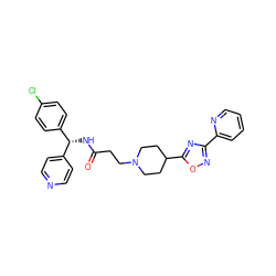 O=C(CCN1CCC(c2nc(-c3ccccn3)no2)CC1)N[C@H](c1ccncc1)c1ccc(Cl)cc1 ZINC000073224887