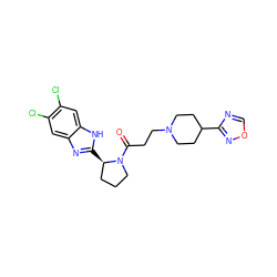 O=C(CCN1CCC(c2ncon2)CC1)N1CCC[C@H]1c1nc2cc(Cl)c(Cl)cc2[nH]1 ZINC000066080590