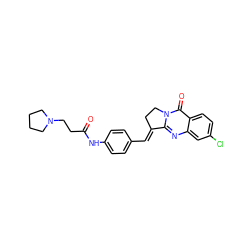 O=C(CCN1CCCC1)Nc1ccc(/C=C2\CCn3c2nc2cc(Cl)ccc2c3=O)cc1 ZINC000084633318