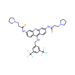 O=C(CCN1CCCC1)Nc1ccc2c(NCc3cc(C(F)(F)F)cc(C(F)(F)F)c3)c3ccc(NC(=O)CCN4CCCC4)cc3nc2c1 ZINC000028878752