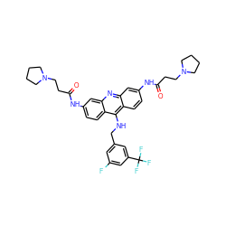 O=C(CCN1CCCC1)Nc1ccc2c(NCc3cc(F)cc(C(F)(F)F)c3)c3ccc(NC(=O)CCN4CCCC4)cc3nc2c1 ZINC000028878746