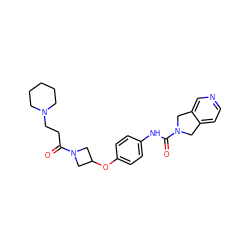 O=C(CCN1CCCCC1)N1CC(Oc2ccc(NC(=O)N3Cc4ccncc4C3)cc2)C1 ZINC000166489451