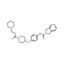 O=C(CCN1CCCCC1)N1CCC(Oc2ccc(NC(=O)N3Cc4ccncc4C3)cc2)CC1 ZINC000167090134