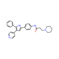 O=C(CCN1CCCCC1)Nc1ccc(-c2cc(-c3ccncc3)c(-c3ccccc3)[nH]2)cc1 ZINC000003832145