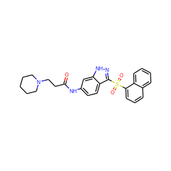 O=C(CCN1CCCCC1)Nc1ccc2c(S(=O)(=O)c3cccc4ccccc34)n[nH]c2c1 ZINC000066105209