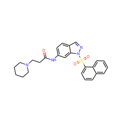 O=C(CCN1CCCCC1)Nc1ccc2cnn(S(=O)(=O)c3cccc4ccccc34)c2c1 ZINC000040938098