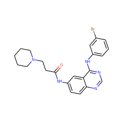 O=C(CCN1CCCCC1)Nc1ccc2ncnc(Nc3cccc(Br)c3)c2c1 ZINC000084671545