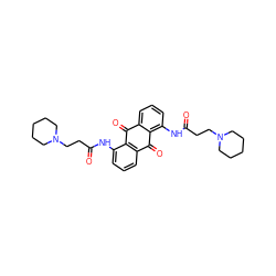 O=C(CCN1CCCCC1)Nc1cccc2c1C(=O)c1cccc(NC(=O)CCN3CCCCC3)c1C2=O ZINC000013556201