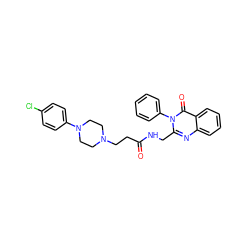 O=C(CCN1CCN(c2ccc(Cl)cc2)CC1)NCc1nc2ccccc2c(=O)n1-c1ccccc1 ZINC000029123075