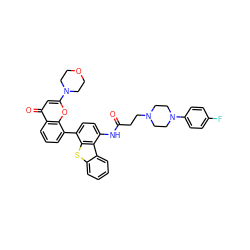 O=C(CCN1CCN(c2ccc(F)cc2)CC1)Nc1ccc(-c2cccc3c(=O)cc(N4CCOCC4)oc23)c2sc3ccccc3c12 ZINC000150546476