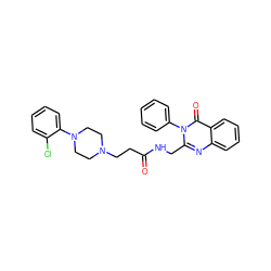 O=C(CCN1CCN(c2ccccc2Cl)CC1)NCc1nc2ccccc2c(=O)n1-c1ccccc1 ZINC000029123124