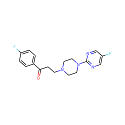 O=C(CCN1CCN(c2ncc(F)cn2)CC1)c1ccc(F)cc1 ZINC000013730855