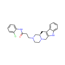 O=C(CCN1CCN2Cc3[nH]c4ccccc4c3C[C@@H]2C1)Nc1ccccc1Cl ZINC000026747916