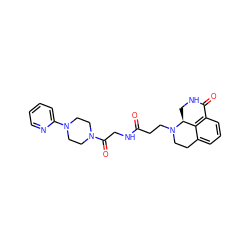 O=C(CCN1CCc2cccc3c2[C@@H]1CNC3=O)NCC(=O)N1CCN(c2ccccn2)CC1 ZINC000095581199