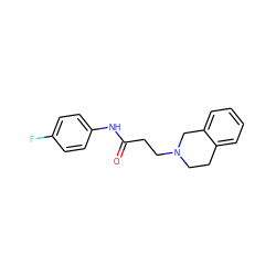 O=C(CCN1CCc2ccccc2C1)Nc1ccc(F)cc1 ZINC000000254257