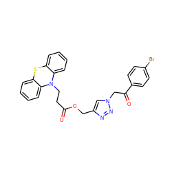 O=C(CCN1c2ccccc2Sc2ccccc21)OCc1cn(CC(=O)c2ccc(Br)cc2)nn1 ZINC000084758775