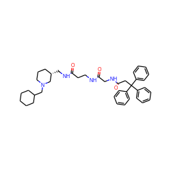 O=C(CCNC(=O)CNC(=O)CC(c1ccccc1)(c1ccccc1)c1ccccc1)NC[C@H]1CCCN(CC2CCCCC2)C1 ZINC000003940626