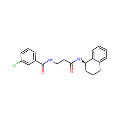 O=C(CCNC(=O)c1cccc(Cl)c1)N[C@@H]1CCCc2ccccc21 ZINC000169304540