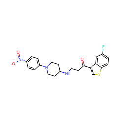 O=C(CCNC1CCN(c2ccc([N+](=O)[O-])cc2)CC1)c1csc2ccc(F)cc12 ZINC000071294537