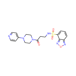 O=C(CCNS(=O)(=O)c1cccc2nonc12)N1CCN(c2ccncc2)CC1 ZINC000073166800