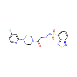 O=C(CCNS(=O)(=O)c1cccc2nsnc12)N1CCN(c2cc(Cl)ccn2)CC1 ZINC000073164337