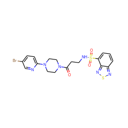 O=C(CCNS(=O)(=O)c1cccc2nsnc12)N1CCN(c2ccc(Br)cn2)CC1 ZINC000073142369