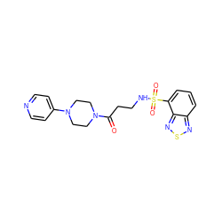 O=C(CCNS(=O)(=O)c1cccc2nsnc12)N1CCN(c2ccncc2)CC1 ZINC000043207362