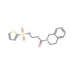 O=C(CCNS(=O)(=O)c1cccs1)N1CCc2ccccc2C1 ZINC000003894716