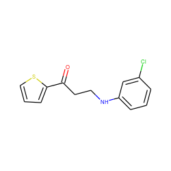 O=C(CCNc1cccc(Cl)c1)c1cccs1 ZINC000000050289