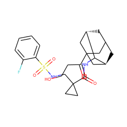 O=C(CCO)C12CC3C[C@@H](C1)C(NC(=O)C1(CNS(=O)(=O)c4ccccc4F)CC1)[C@@H](C3)C2 ZINC001772655526