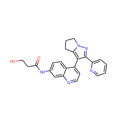 O=C(CCO)Nc1ccc2c(-c3c(-c4ccccn4)nn4c3CCC4)ccnc2c1 ZINC000045320488