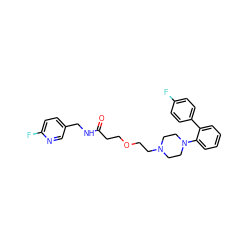 O=C(CCOCCN1CCN(c2ccccc2-c2ccc(F)cc2)CC1)NCc1ccc(F)nc1 ZINC000103270730