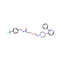 O=C(CCOCCN1CCN(c2cccnc2-c2ccccc2)CC1)NCc1ccc(C(F)(F)F)cc1 ZINC001772643515