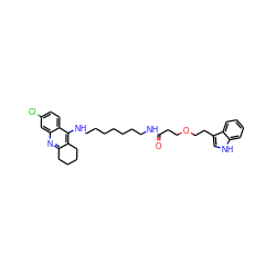 O=C(CCOCCc1c[nH]c2ccccc12)NCCCCCCCNc1c2c(nc3cc(Cl)ccc13)CCCC2 ZINC000049777000