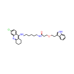 O=C(CCOCCc1c[nH]c2ccccc12)NCCCCCCNc1c2c(nc3cc(Cl)ccc13)CCCC2 ZINC000049775769