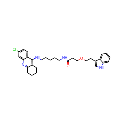 O=C(CCOCCc1c[nH]c2ccccc12)NCCCCCNc1c2c(nc3cc(Cl)ccc13)CCCC2 ZINC000049112772