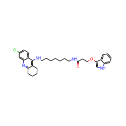 O=C(CCOc1c[nH]c2ccccc12)NCCCCCCCNc1c2c(nc3cc(Cl)ccc13)CCCC2 ZINC000028637740