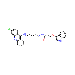 O=C(CCOc1c[nH]c2ccccc12)NCCCCCNc1c2c(nc3cc(Cl)ccc13)CCCC2 ZINC000028637611