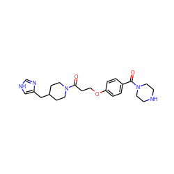 O=C(CCOc1ccc(C(=O)N2CCNCC2)cc1)N1CCC(Cc2c[nH]cn2)CC1 ZINC000028570885
