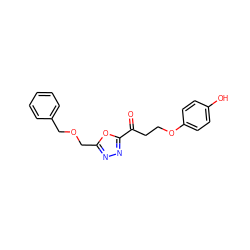 O=C(CCOc1ccc(O)cc1)c1nnc(COCc2ccccc2)o1 ZINC000088285907