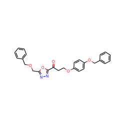 O=C(CCOc1ccc(OCc2ccccc2)cc1)c1nnc(COCc2ccccc2)o1 ZINC000088285902