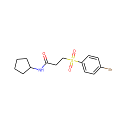 O=C(CCS(=O)(=O)c1ccc(Br)cc1)NC1CCCC1 ZINC000002940492