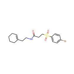 O=C(CCS(=O)(=O)c1ccc(Br)cc1)NCCC1=CCCCC1 ZINC000002940462