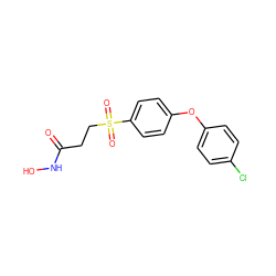 O=C(CCS(=O)(=O)c1ccc(Oc2ccc(Cl)cc2)cc1)NO ZINC000028528607