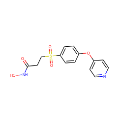 O=C(CCS(=O)(=O)c1ccc(Oc2ccncc2)cc1)NO ZINC000028527612