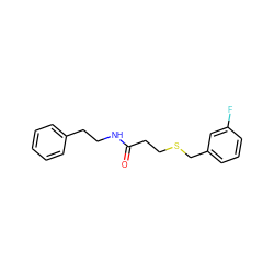 O=C(CCSCc1cccc(F)c1)NCCc1ccccc1 ZINC000003031721