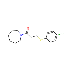 O=C(CCSc1ccc(Cl)cc1)N1CCCCCC1 ZINC000000452224