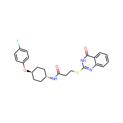 O=C(CCSc1nc2ccccc2c(=O)[nH]1)N[C@H]1CC[C@H](Oc2ccc(F)cc2)CC1 ZINC000299847286