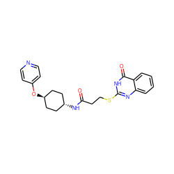 O=C(CCSc1nc2ccccc2c(=O)[nH]1)N[C@H]1CC[C@H](Oc2ccncc2)CC1 ZINC000299847470