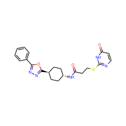 O=C(CCSc1nccc(=O)[nH]1)N[C@H]1CC[C@H](c2nnc(-c3ccccc3)o2)CC1 ZINC000299847922